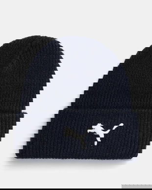 Puma caciula din amestec de lana culoarea blrumarin, din tricot gros, 25495