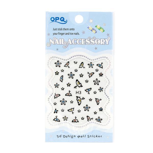 Sticker unghii, Global Fashion, 3D Nail Accessory, OPQ H3, Alb - negru
