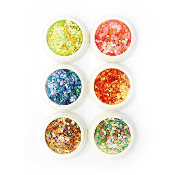 Set 6 decoratiuni unghii, Global Fashion, paiete cercuri, Multicolor