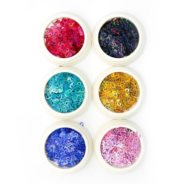 Set 6 decoratiuni unghii, Global Fashion, paiete cifre, Multicolor