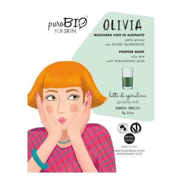 Masca peel-off ten gras OLIVIA spirulina, - PuroBio, 13 g