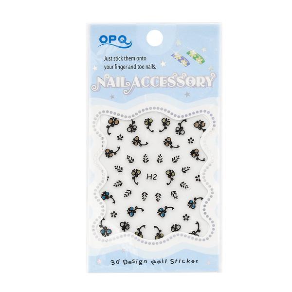 Sticker unghii, Global Fashion, 3D, Nail Accessory OPQ H2, Alb - negru