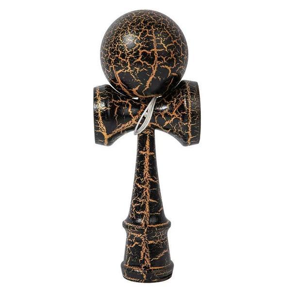 Kendama Crack, Flippy, din Lemn, 18 cm, +14 Ani, Diametru Bila 6 cm, Model Crapat, Negru