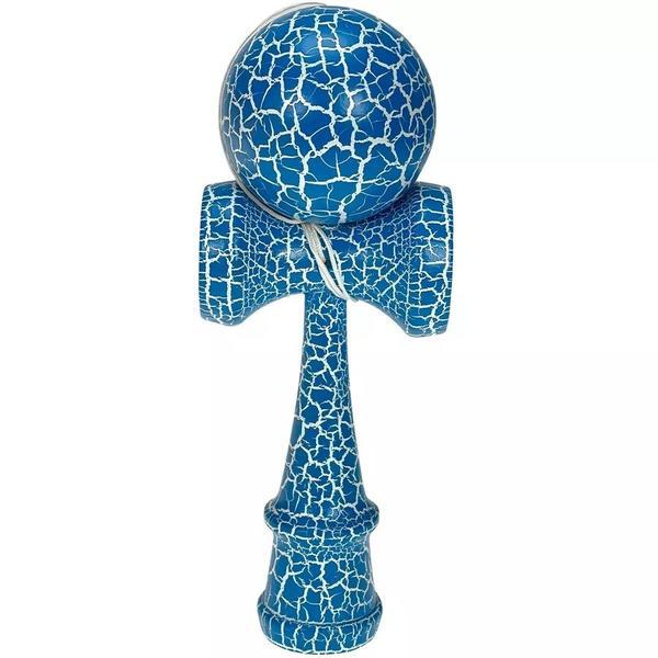 Kendama Crack, Flippy, din Lemn, 18 cm, +14 Ani, Diametru Bila 6 cm, Model Crapat, Albastru Deschis