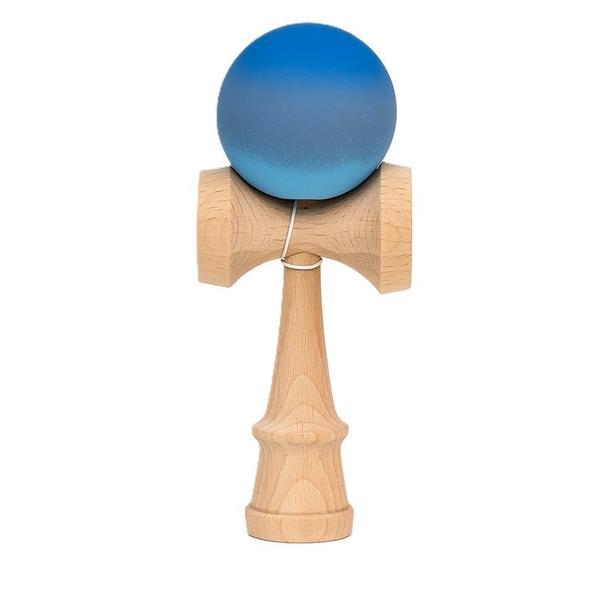 Jucarie Kendama X Originala, Profesionala, Flippy, din Lemn, Rubber Grip, 18 cm, Albastru/Gri/Bleu