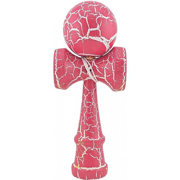 Kendama X Originala, Profesionala, Flippy, Cracked, din Lemn, 18 cm, Roz Aprins/Alb