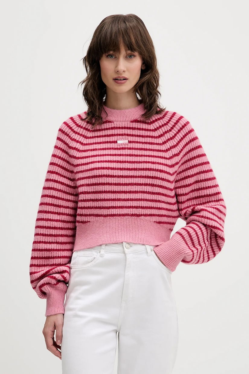 Tommy Jeans pulover din amestec de lână culoarea roz, DW0DW21677