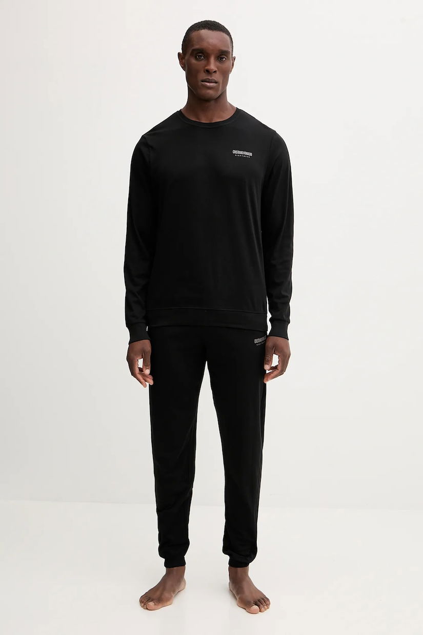 CR7 Cristiano Ronaldo pijamale de bumbac culoarea negru, cu imprimeu, 8730.42.1047