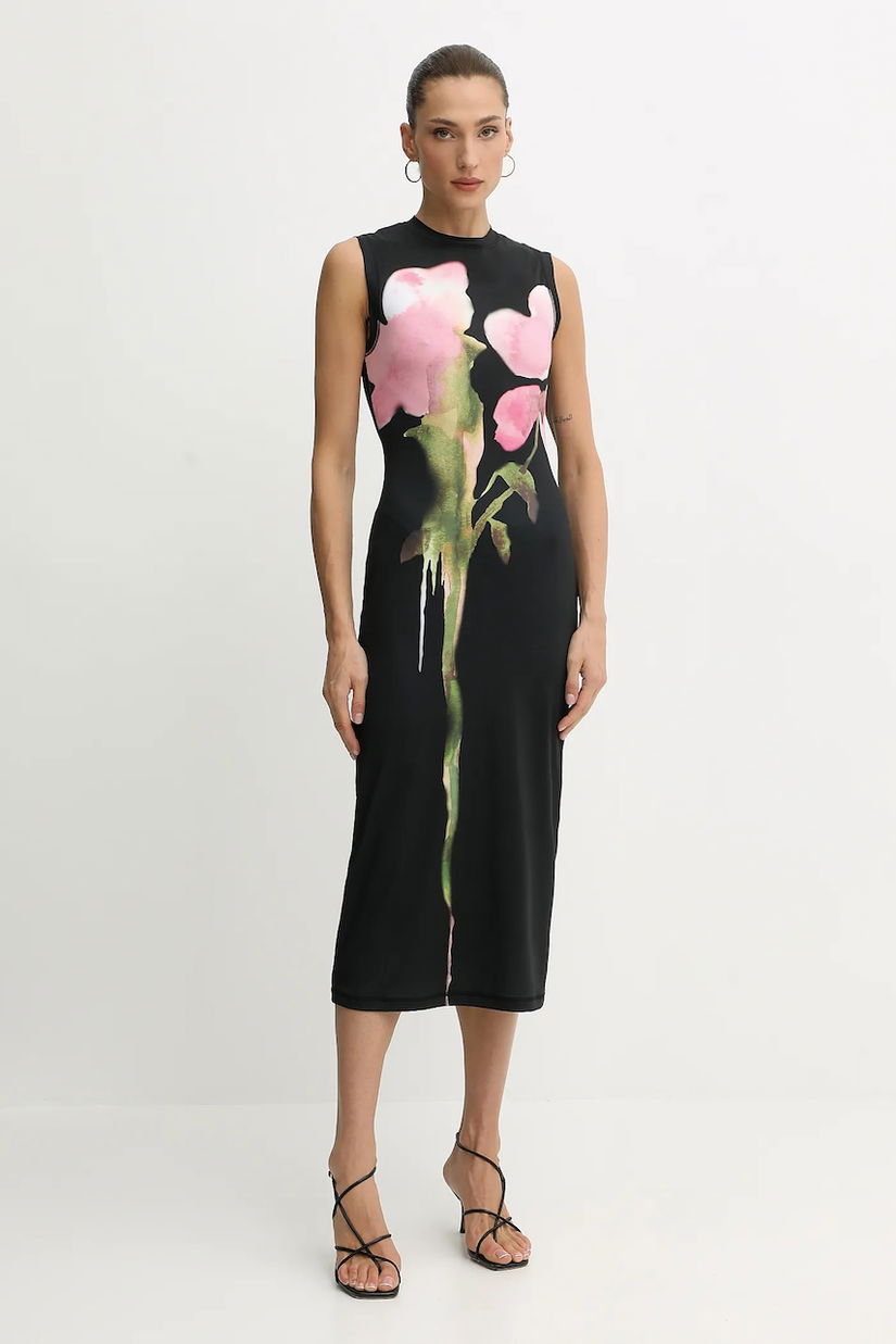Stine Goya rochie culoarea negru, midi, mulata, SG-AW25-D104-2244