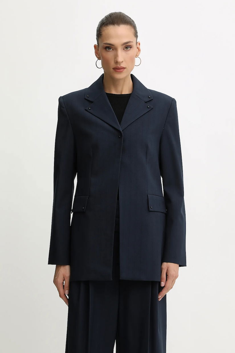 Stine Goya sacou 0 culoarea bleumarin, un singur rand de nasturi, cu model, SG-AW25-J060-2435