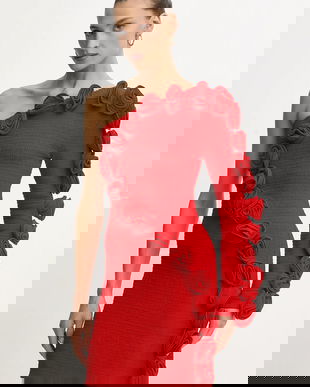 Farm Rio rochie culoarea rosu, mini, mulata, 346139