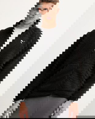 Puma hanorac fleece culoarea negru, uni, 688259