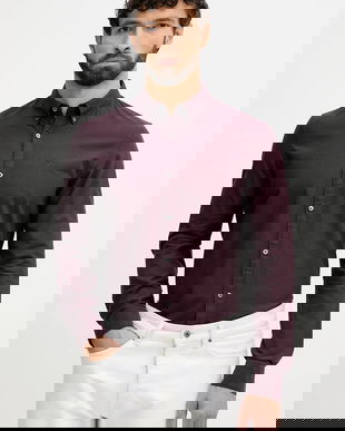 Lindbergh camasa din bumbac culoarea bordo, 30.225020