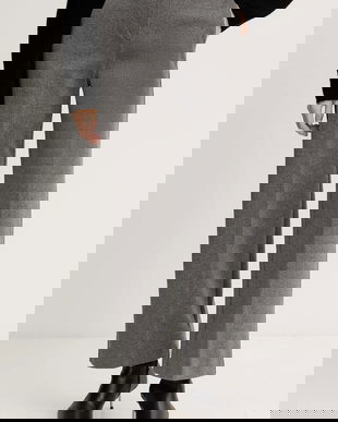 Weekend Max Mara pantaloni ZELOTA culoarea gri, lat, high waist, 2525786012600