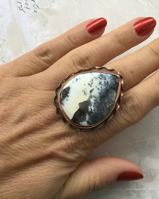 Inel cupru & Opal dendritic