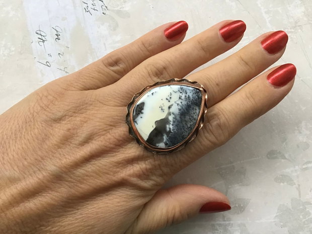 Inel cupru & Opal dendritic