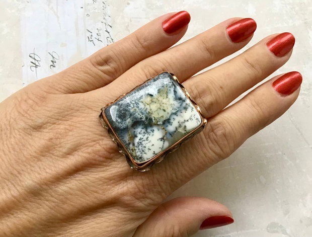 Inel cupru & Opal dendritic