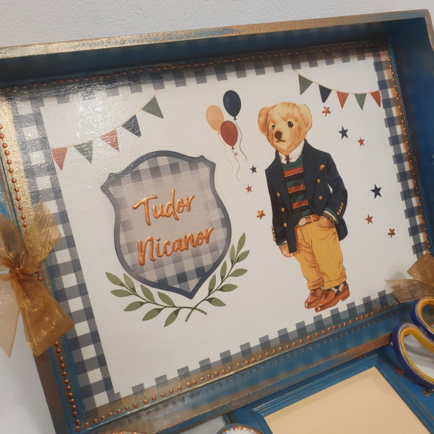 Set personalizat pentru taierea motului / 1 an, Ursulet Gentleman