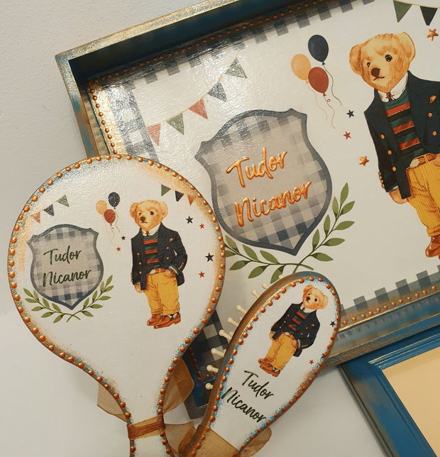 Set personalizat pentru taierea motului / 1 an, Ursulet Gentleman