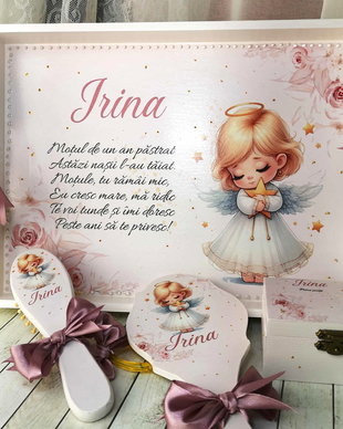 Set personalizat pentru taierea motului / 1 an - tema ingeras