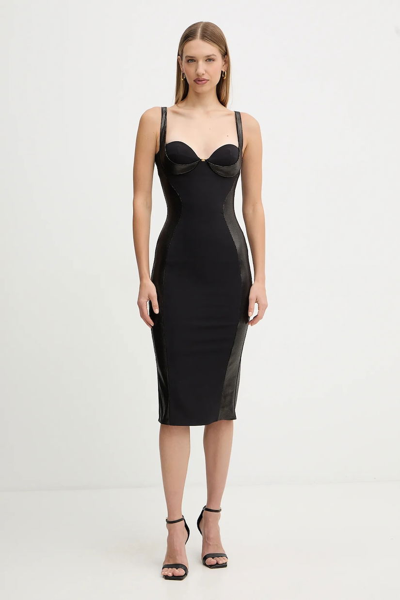 Elisabetta Franchi rochie culoarea negru, midi, mulată, AB83857E2