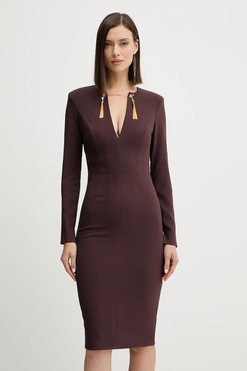Elisabetta Franchi rochie culoarea bordo, mini, mulată, AB80557E2