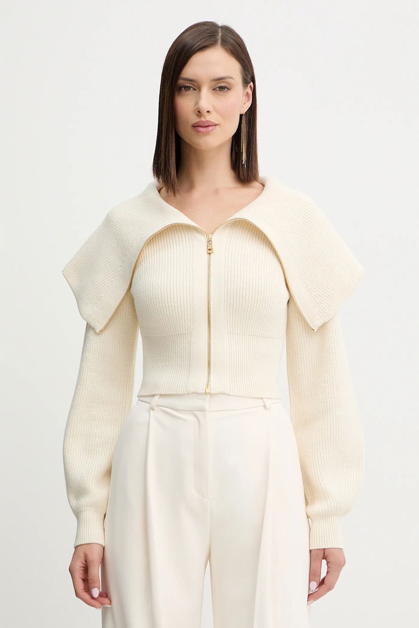 Elisabetta Franchi cardigan din amestec de lână culoarea bej, light, MK04S56E2