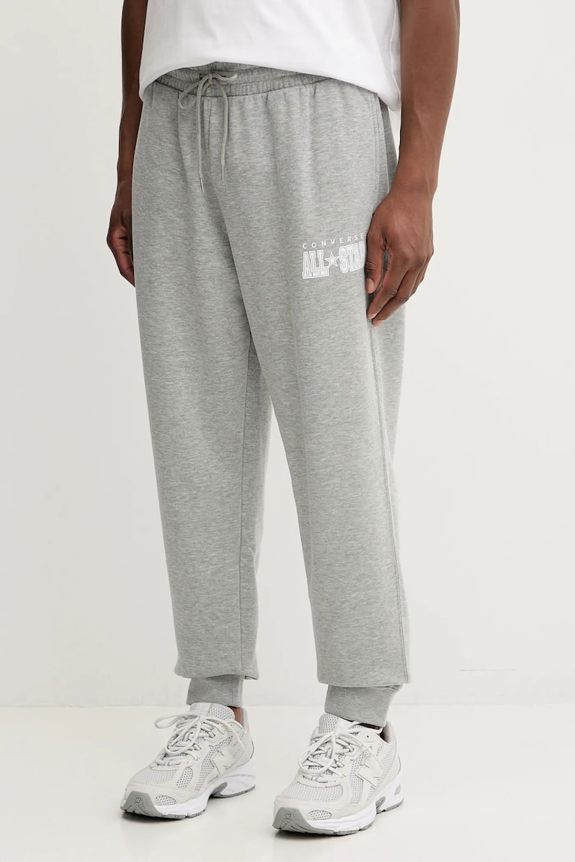 Converse pantaloni de trening culoarea gri, cu imprimeu, CVM5B161