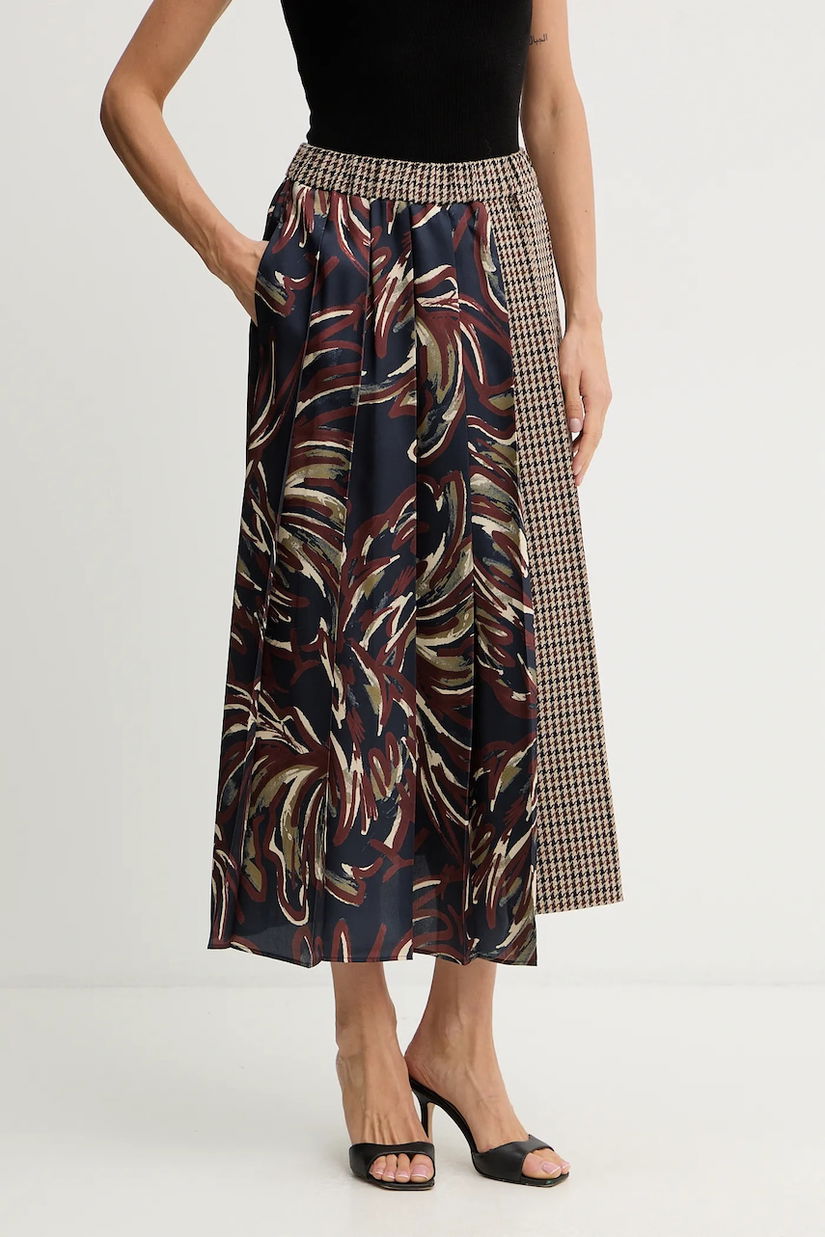 Weekend Max Mara fustă cu lână FANALE culoarea bleumarin, midi, evazati, 2525106092600