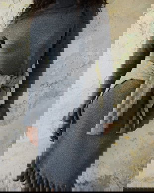 Answear.LAB rochie de cașmir culoarea gri, midi, drept