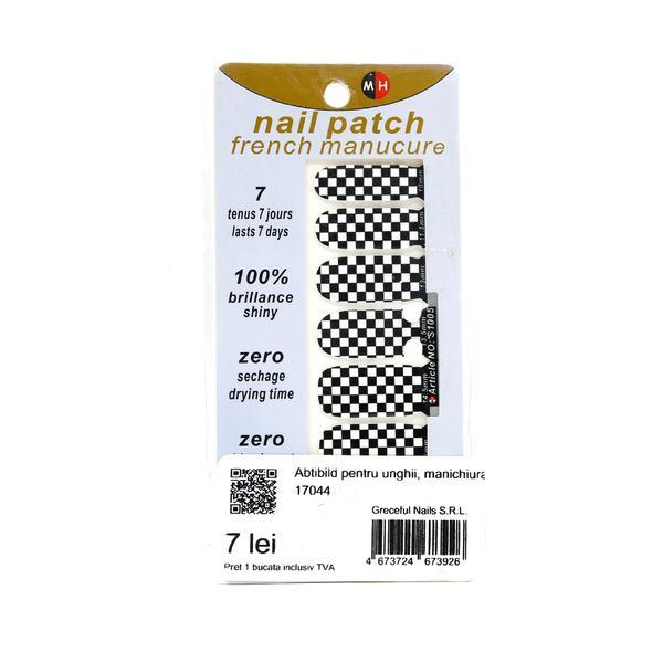 Sticker unghii, Global Fashion, manichiura finisata, S1005, Alb - negru