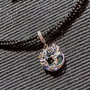 Colier argint X3 spinel negru charm argint colibri pasare ramura flori minimalist boho chic trendy - Transport gratuit