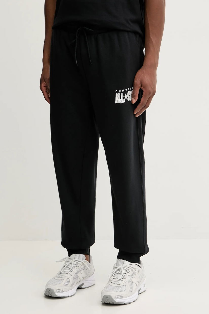 Converse pantaloni de trening culoarea negru, cu imprimeu, CVM5B161