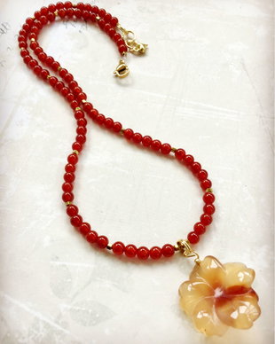 Colier CHOKER floare carneol