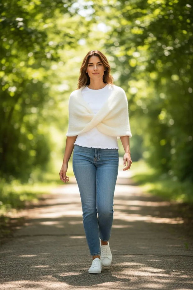 Șal elegant ivory rafinament și finețe pentru momente deosebite