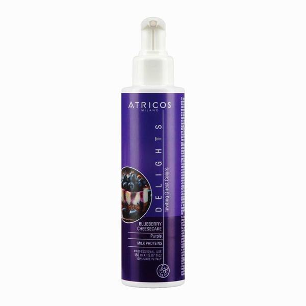 Vopsea Pigment Profesională Atricos Inviting Direct Color Delights - Nuanta Blueberry Cheesecake (Violet Intens), 150 ml