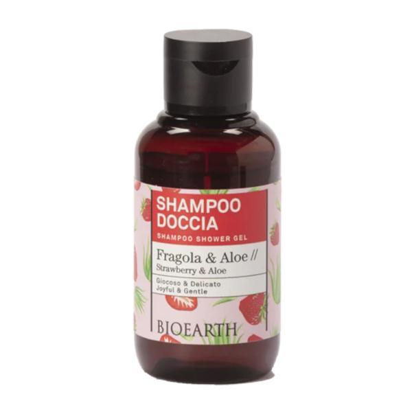 Sampon, Gel de Dus Travel Size cu Capsuni si Aloe, - Family Bioearth, 100 ml