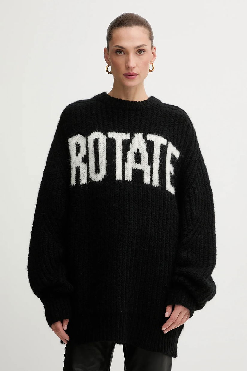 Rotate pulover din amestec de lână culoarea negru, călduros, 114910100