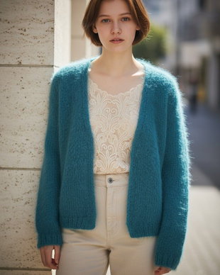 Jachetă/Cardigan Tricotat Manual din Mohair  Eleganță și Confort la Superlativ