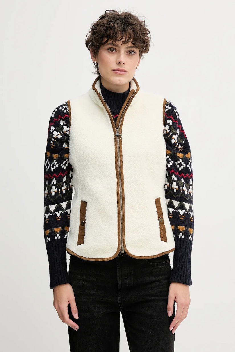 Barbour vestă de fleece BURFORD culoarea bej, uni, LFL0055