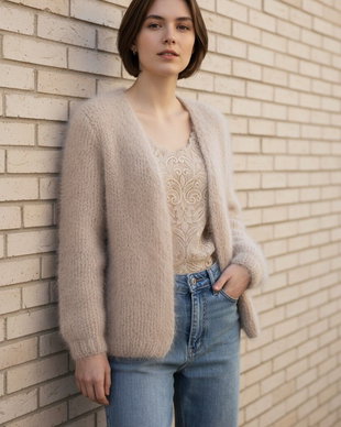 Jachetă/Cardigan Tricotat Manual din Mohair  Eleganță și Confort la Superlativ