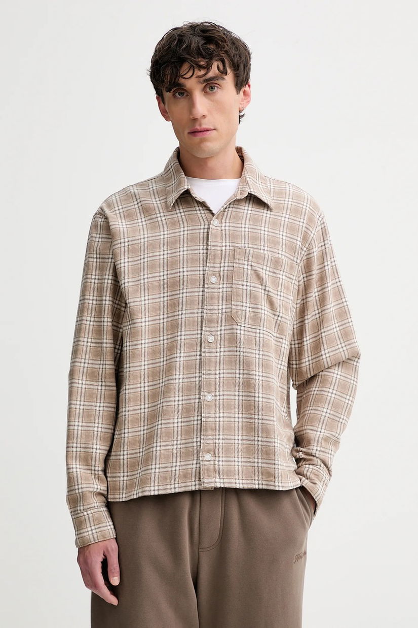 Hollister Co. cămașă din bumbac culoarea bej, cu guler clasic, relaxed, KI325-5197-418