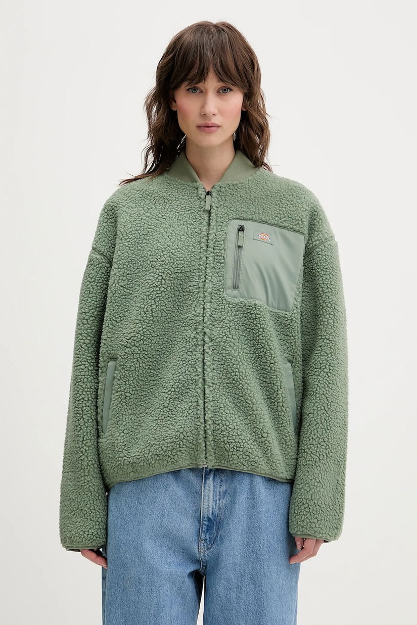 Dickies hanorac fleece culoarea verde, uni, DK0A88BN