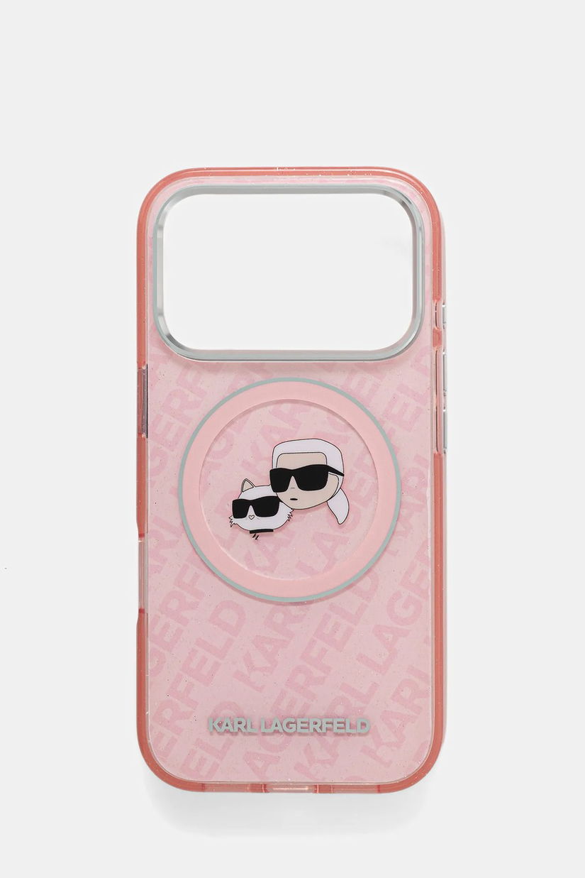 Karl Lagerfeld husă pentru telefon iPhone 17 Pro culoarea roz, KLHMP17LHMKBKCHOP
