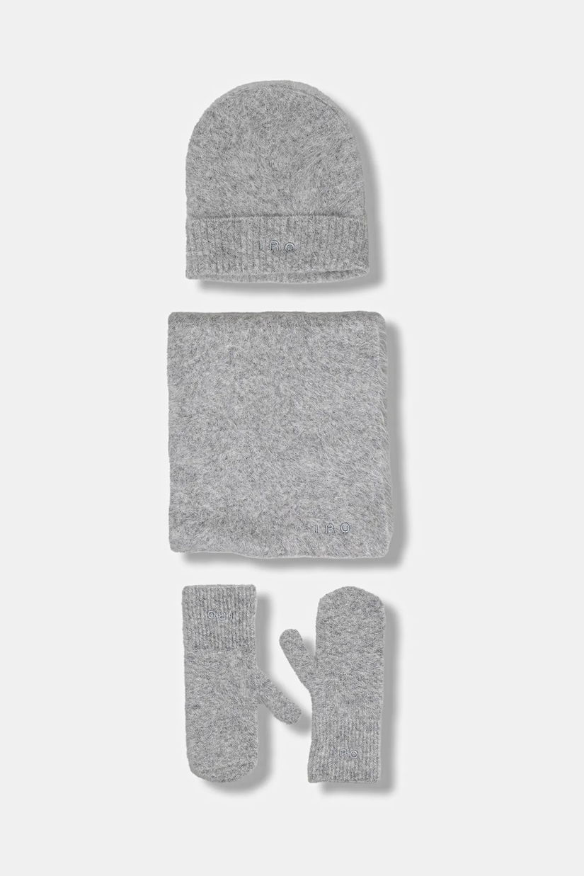IRO caciula, sal si manusi 3-pack culoarea gri