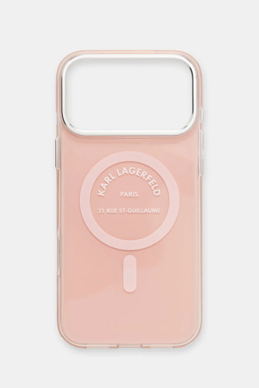 Karl Lagerfeld husă pentru telefon iPhone 17 Pro Max culoarea roz, KLHMP17XHKRSGPP