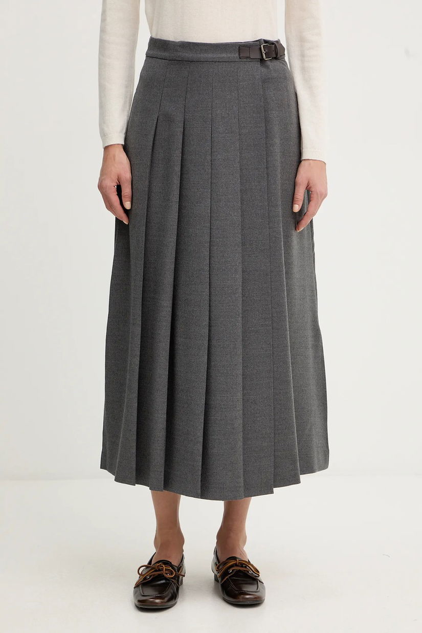 Weekend Max Mara fustă cu lână FASTOSO culoarea gri, midi, evazați, 2525106062600