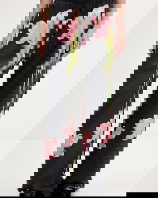 Stine Goya pantaloni culoarea negru, lat, high waist, SG-AW25-P009-2263