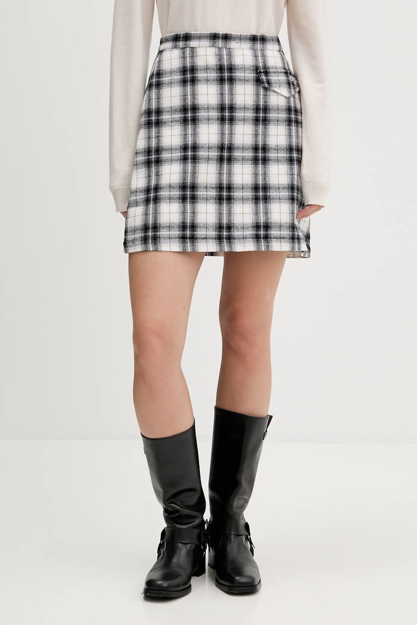 Tommy Jeans fustă din bumbac culoarea negru, mini, drept, DW0DW21461