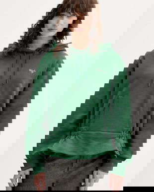 Stine Goya hanorac de bumbac culoarea verde, cu glugă, uni, SG-AW25-T085-2430